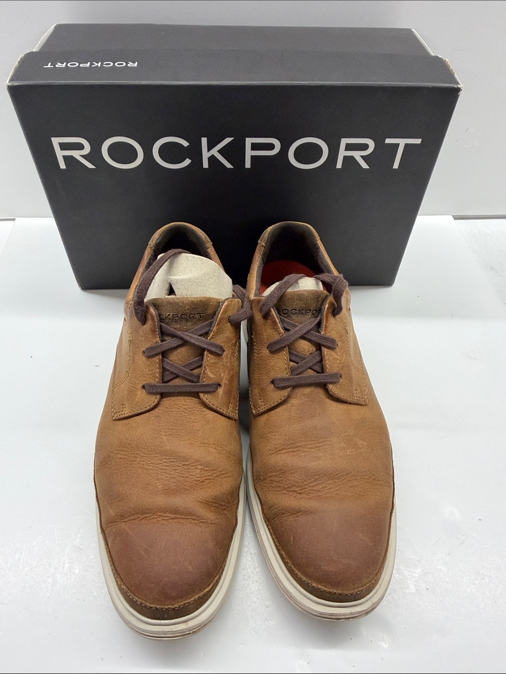 Used Rockport Men's Tan Men's Dressports 2 Go Pt Oxford Shoes Size 8